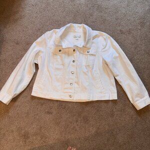 Christopher & Banks White Jeans Jacket XL